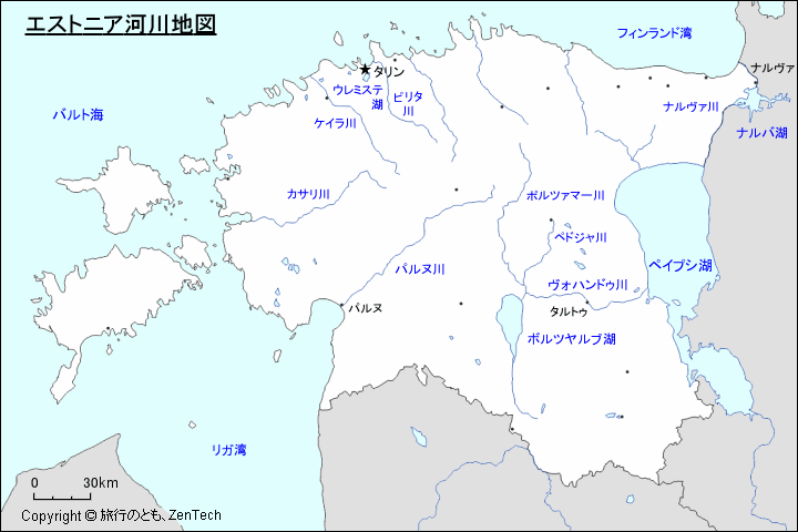 エストニア河川地図 エストニア河川地図