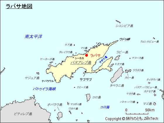 バヌアレブ島ラバサ地図