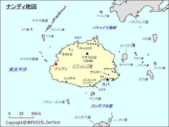 ビティレブ島ナンディ地図