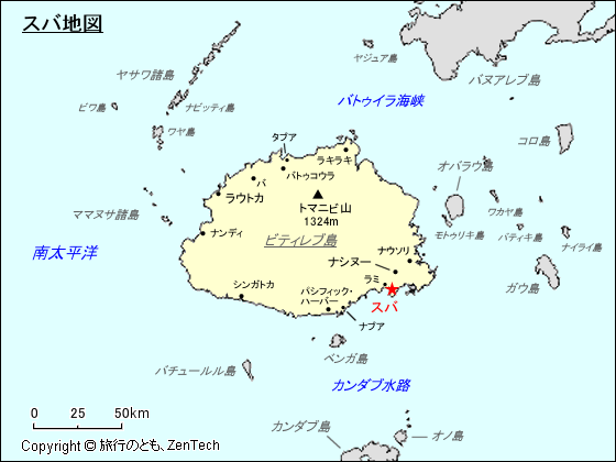 ビティレブ島スバ地図