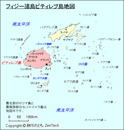 フィジー諸島ビティレブ島地図