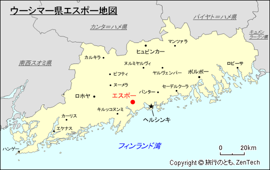 ウーシマー県エスポー地図