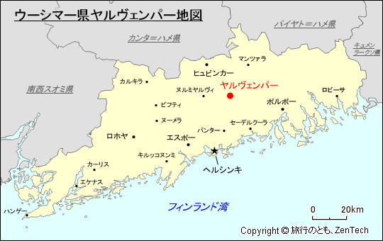 ウーシマー県ヤルヴェンパー地図