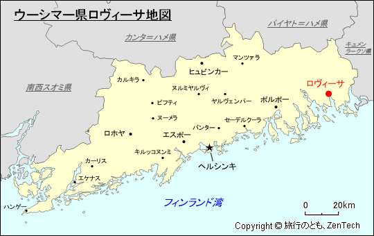 ウーシマー県ロヴィーサ地図