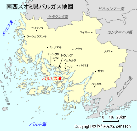 南西スオミ県パルガス地図