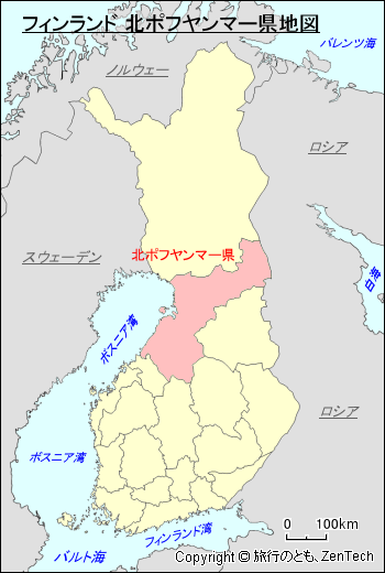 フィンランド 北ポフヤンマー県地図