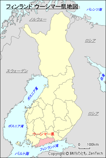 フィンランド ウーシマー県地図