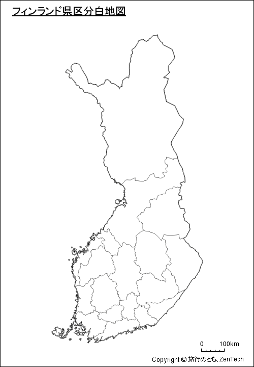 フィンランド県区分白地図