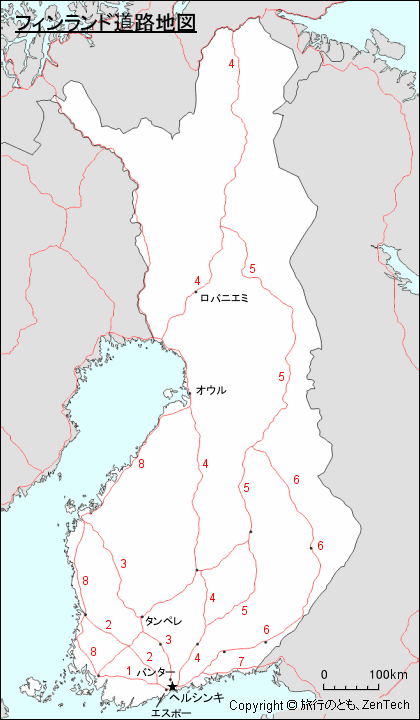 フィンランド道路地図 フィンランド道路地図