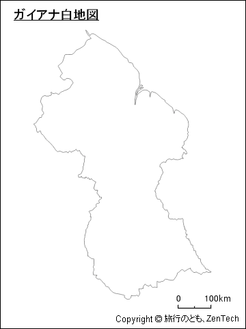 ガイアナ白地図(中サイズ)