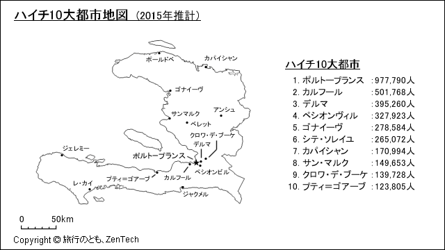 ハイチ10大都市地図