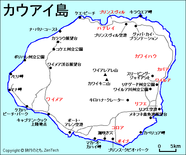 カウアイ島地図
