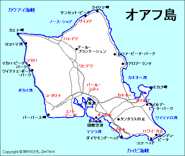 オアフ島地図