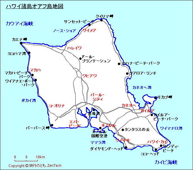 オアフ島地図
