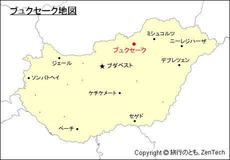 ハンガリーにおけるブュクセーク地図