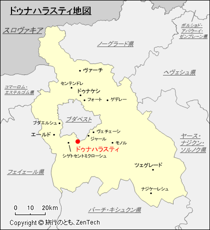 ペシュト県ドゥナハラスティ地図