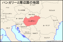 ハンガリーと周辺国の地図