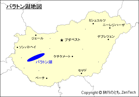 ハンガリーにおけるバラトン湖地図