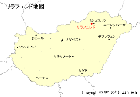 ハンガリーにおけるリラフュレド地図