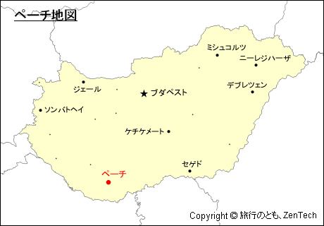 ハンガリーにおけるペーチ地図