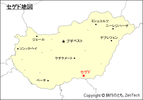 ハンガリーにおけるセゲド地図