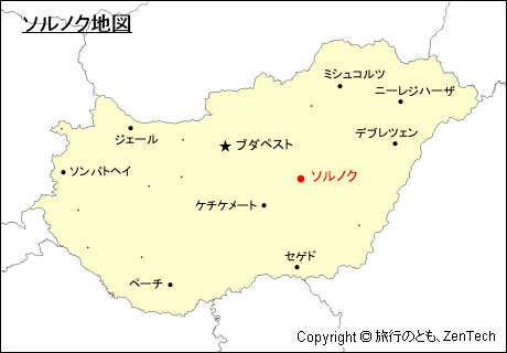 ハンガリーにおけるソルノク地図