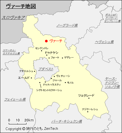 ペシュト県ヴァーチ地図