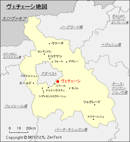 ペシュト県ヴェチェーシ地図