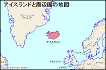 アイスランドと周辺国の地図