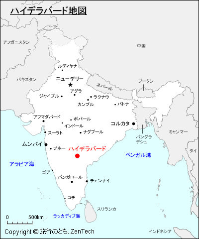 インドにおけるハイデラバード地図