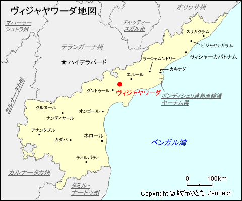 アーンドラ・プラデーシュ州ヴィジャヤワーダ地図