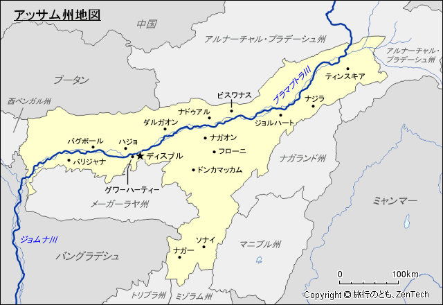 アッサム州地図