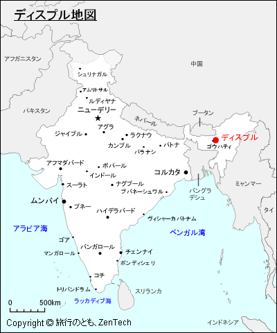 インドにおけるディスプル地図