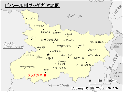 ビハール州ブッダガヤ地図