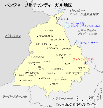 パンジャーブ州チャンディーガル地図
