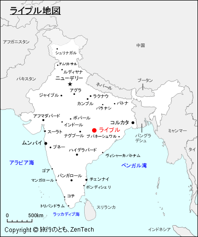 インドにおけるライプル地図