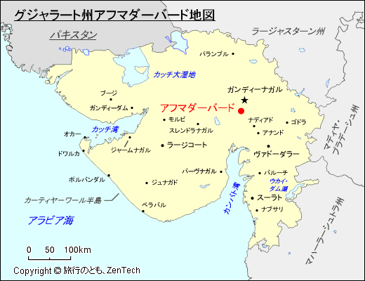 グジャラート州アフマダーバード地図