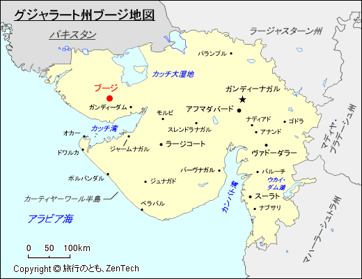 グジャラート州ブージ地図