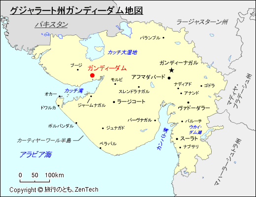 グジャラート州ガンディーダム地図