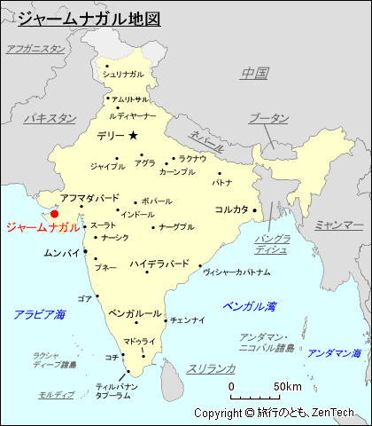 ジャームナガル地図