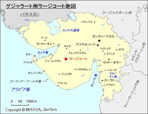 グジャラート州ラージコート地図