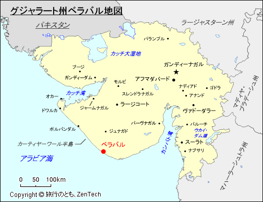 グジャラート州ベラバル地図