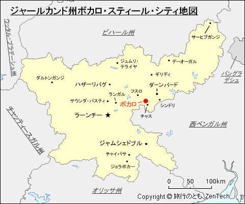 ジャールカンド州ボカロ・スティール・シティ地図