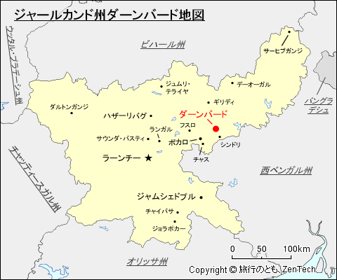 ジャールカンド州ダーンバード地図