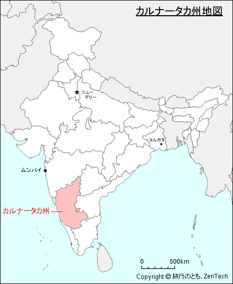 インドにおけるカルナータカ州地図