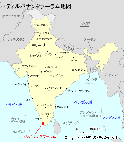 ティルバナンタプーラム地図