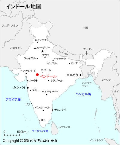 インドにおけるインドール地図