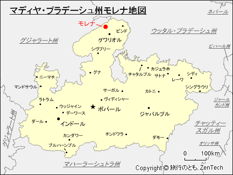 マディヤ・プラデーシュ州モレナ地図