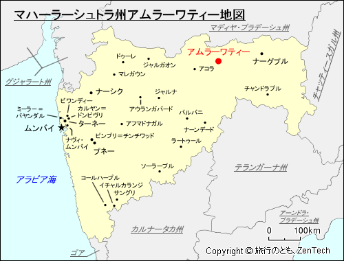 マハーラーシュトラ州アムラーワティー地図