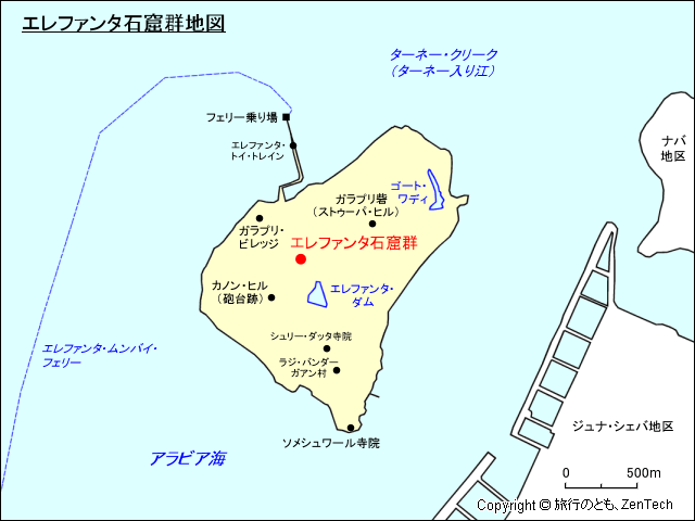 エレファンタ石窟群地図